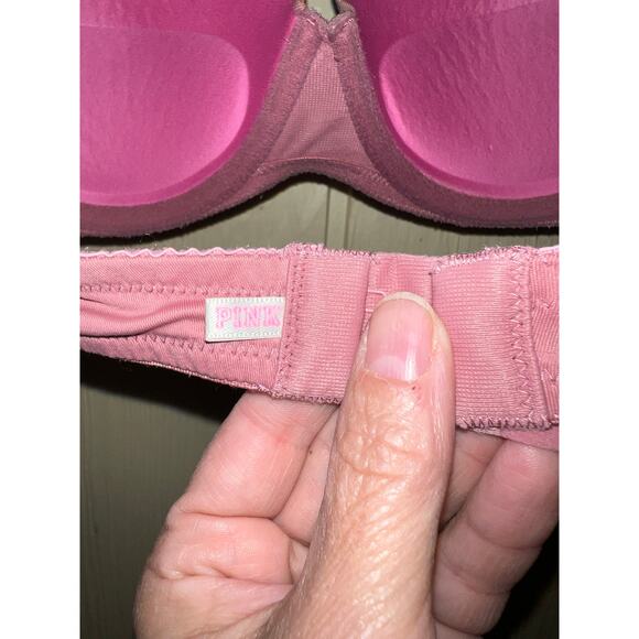 34B Victoria's Secret Bra Strapless Padded Push Up PINK Dusty Rose Mauve - Picture 5 of 7